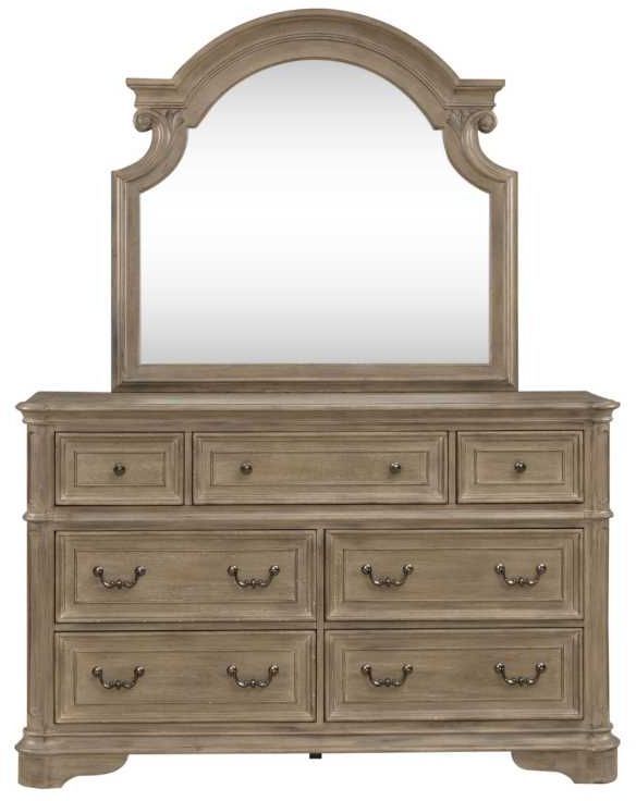 Liberty Furniture Magnolia Manor Weathered Bisque Dresser and Mirror-2
