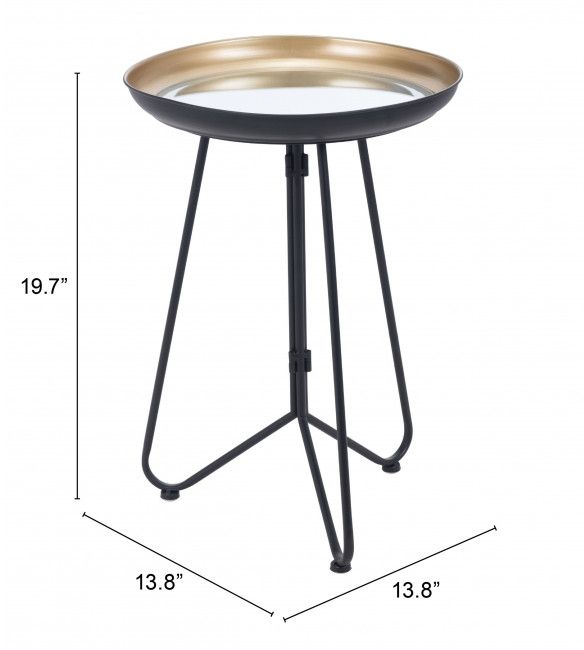 Zuo® Modern Foley Gold Accent Table with Black Metal Base-2