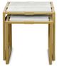 StyleCraft 2-Piece White Marble Top Nesting Table Set with Satin Brass Frame-1