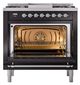 Ilve® Nostalgie II Noblesse 36'' Glossy Black Pro Style Dual Fuel Range with Chrome Trim-1