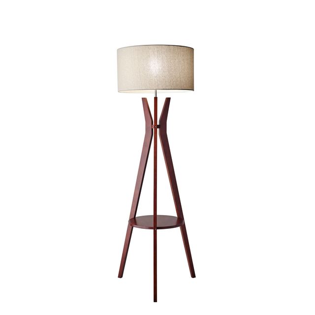 Adesso® Bedford Solid Walnut Wood Shelf Floor Lamp-0
