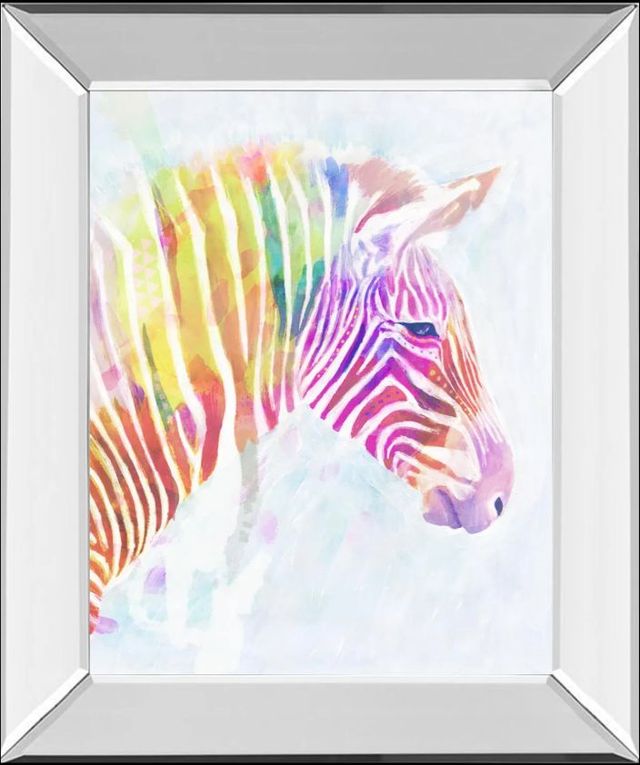 Classy Art Fluorescent Zebra II by Victoria Borges Mirror Framed Wall Art-0