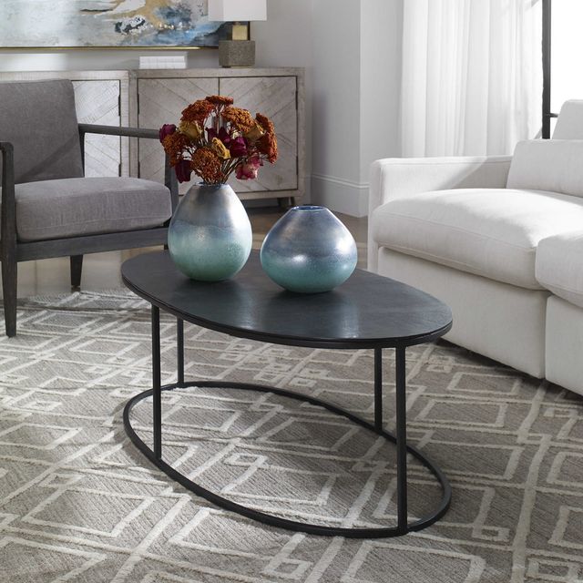 Uttermost® Coreene Antique Black Oval Coffee Table-1