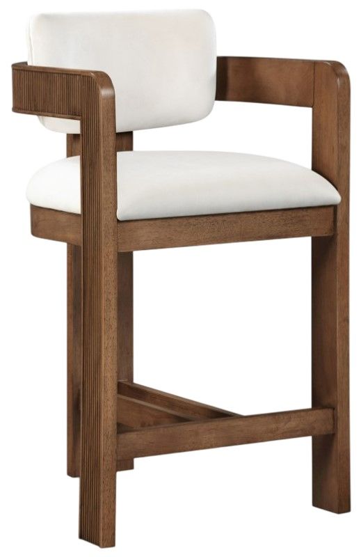 Meridian Furniture Sacha Cream/Brown Upholstered Counter Stool-0