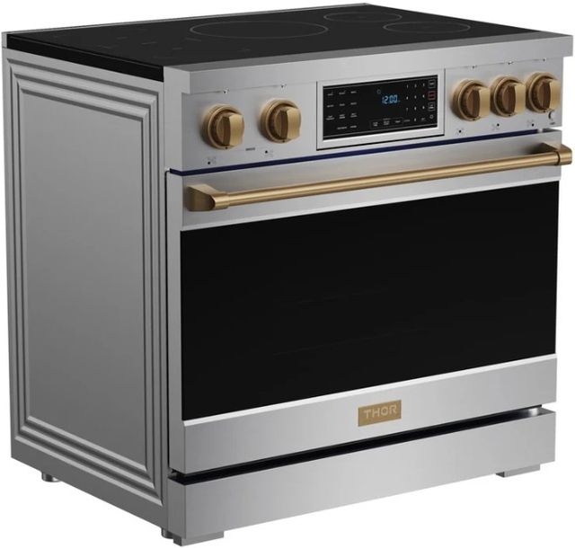 Thor Kitchen® Gordon Ramsay Collection 36" Stainless Steel Pro Style Induction Range with Tilt Panel Touch Control and Bronze Trim-2