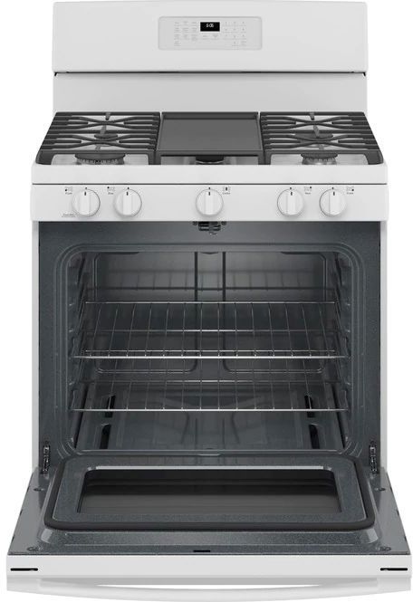 GE® 30" White Free Standing Natural Gas Range-1