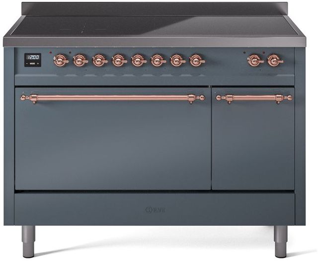 Ilve® Nostalgie II Series 48" Blue Grey Pro Style Induction Range-0
