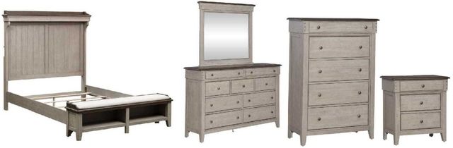 Liberty Furniture Ivy Hollow 5-Piece Dusty Taupe/Weathered Linen Queen Mantle Storage Bedroom Set-0