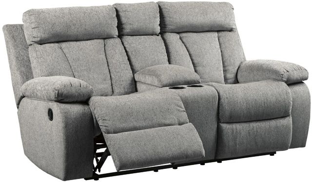 Signature Design by Ashley® Mitchiner Fog Double Manual Reclining Loveseat with Console-0