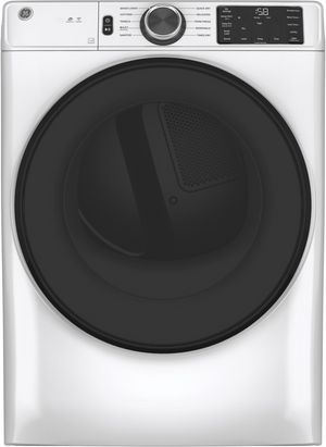 front view of the GE® 7.8 Cu. Ft. White Smart Front Load Electric Dryer