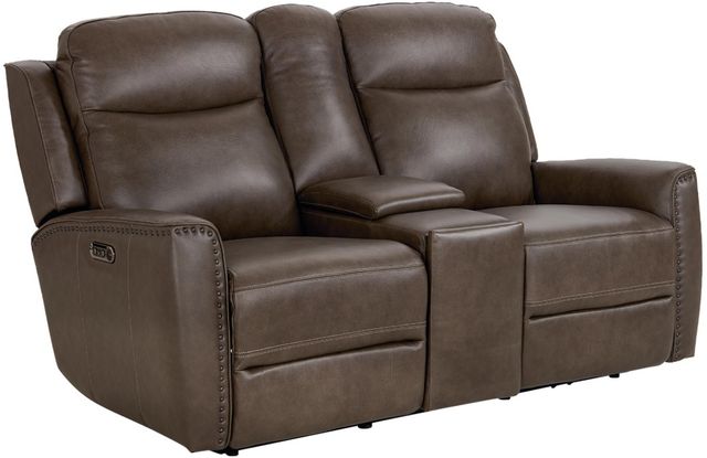 Bassett® Furniture Club Level Douglas Sable Power Reclining Loveseat with Console-0