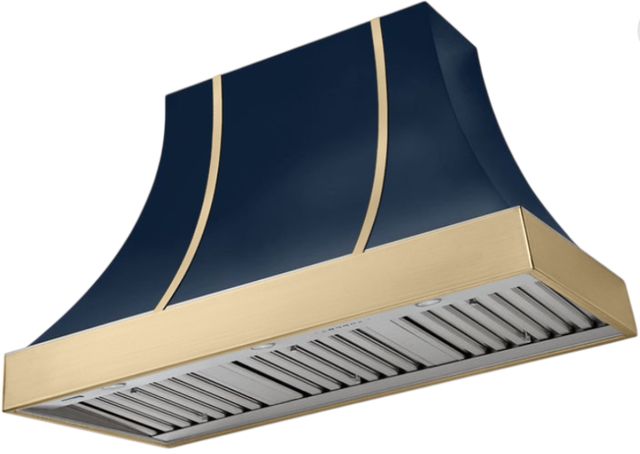 AGA Cascade 48" Indigo Wall Mounted Range Hood  with Brushed Brass Trim-0