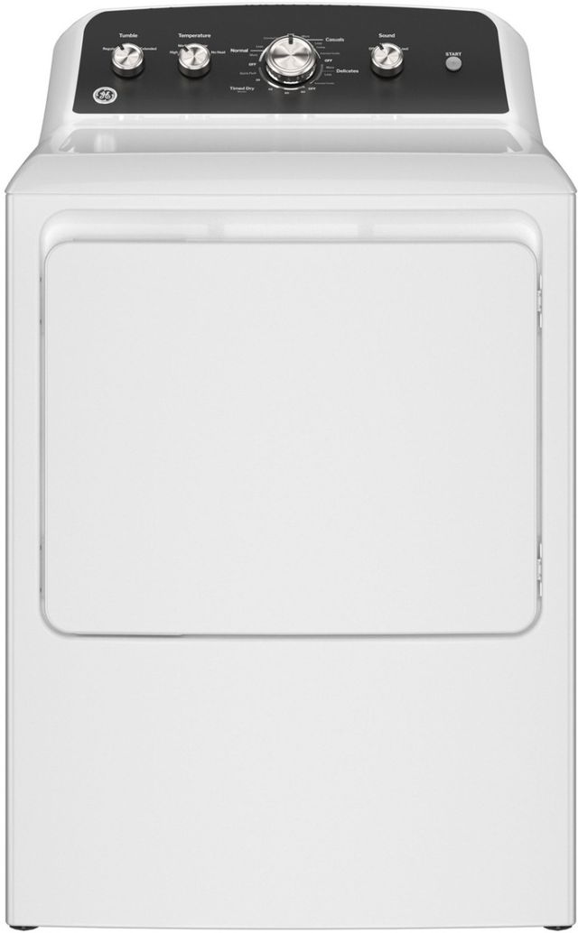 GE® 7.2 Cu. Ft. White Gas Dryer with Up To 120 ft. Venting and Extended Tumble-0