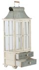 A & B Home Evelyn 2-Piece Gray/White Enclosed Lantern with Handle and Drawer Set-1