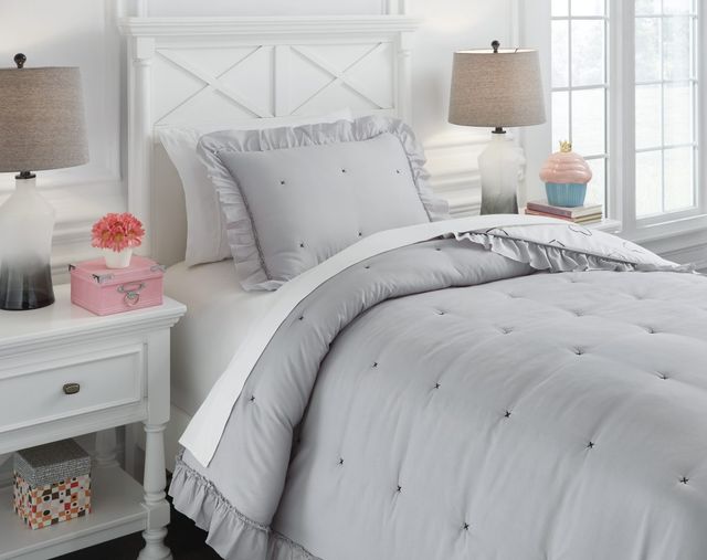Signature Design by Ashley® Hartlen Gray/White Twin Comforter Set-3