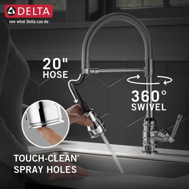 Delta Broderick® Chrome Single Handle Kitchen Faucet with Spring Spout-4