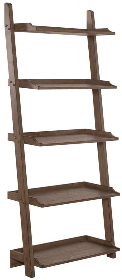 Liberty Furniture Americana Farmhouse Dusty Taupe Leaning Pier Bookcase
