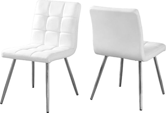 Monarch Specialties Inc. 2-Piece Chrome/White Quilted Side Chair Set-1