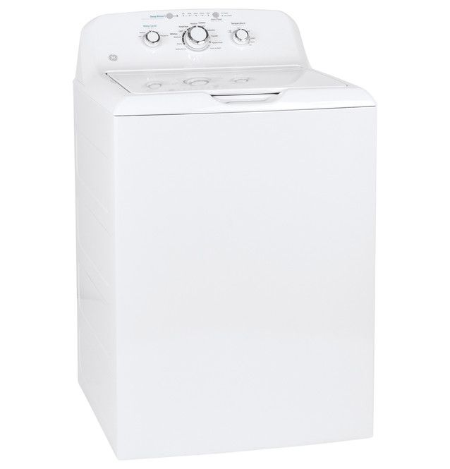 GE® 4 Cu. Ft White Agitator Top Load Washer with Stainless Steel Basket and Water Level Control-4