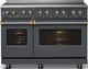 Viking® 5 Series 48" Cast Black Pro Style Induction Range with Brushed Brass Trim-4