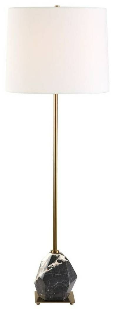 Uttermost® Rowland Black/White Buffet Lamp with Antique Brass Accent-4