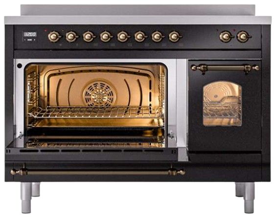 Ilve® Nostalgie II Series 48" Glossy Black Pro Style Induction Range-1