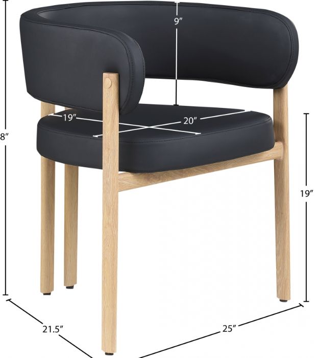 Meridian Furniture Gideon Black/Natural Vegan Leather Dining Chair-2