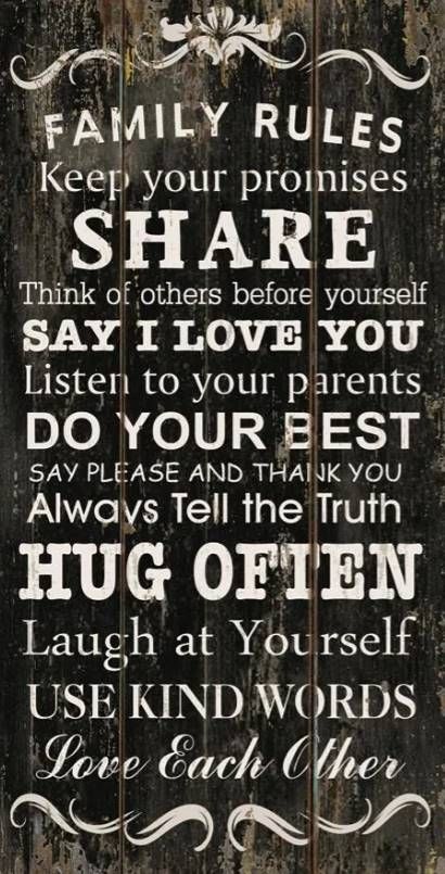 Classy Art Black/White Family Rules Wall Decor-1