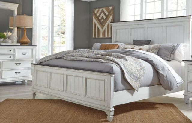 Liberty Furniture Allyson Park 3-Piece Charcoal/Wirebrushed White King Panel Bed Set-1