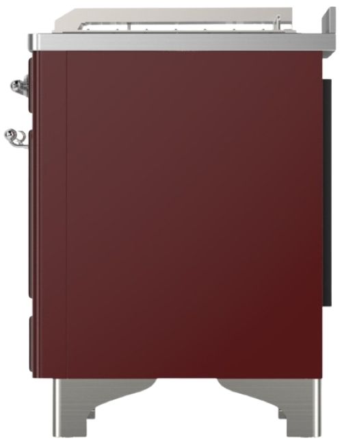 Ilve® Majestic III 48" Burgundy Pro Style Dual Fuel Liquid Propane Range with French Top and Chrome Trim-3