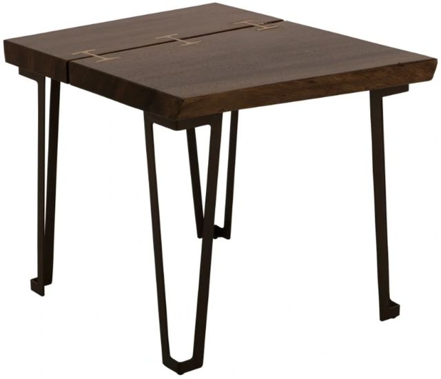 International Furniture Direct Walnut Reddish Brown End Table with Black Base-0