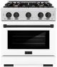 ZLINE Autograph Edition 30" Satin Stainless Steel Pro Style Dual Fuel Range with White Matte Door and Matte Black Accents-0