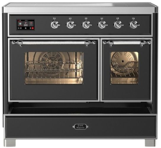 Ilve® Majestic III 40" Graphite Matte Pro Style Induction Range with Triple Glass Door and Chrome Trim-2