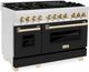 ZLINE Autograph Edition 48" Satin Stainless Steel Pro Style Dual Fuel Range with Black Matte Door-3