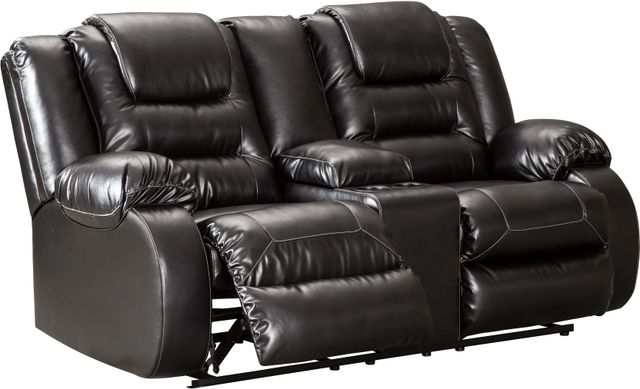 Signature Design by Ashley® Vacherie Black Double Reclining Loveseat with Console-0