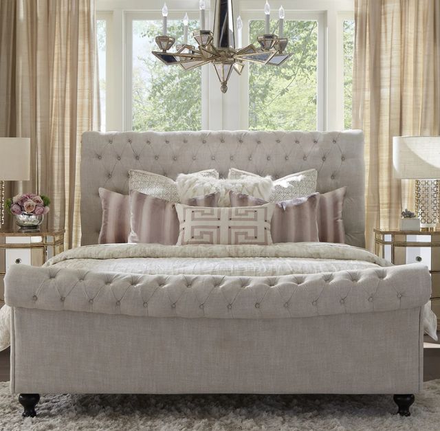 Parker House® Jackie Crepe King Upholstered Sleigh Bed-1