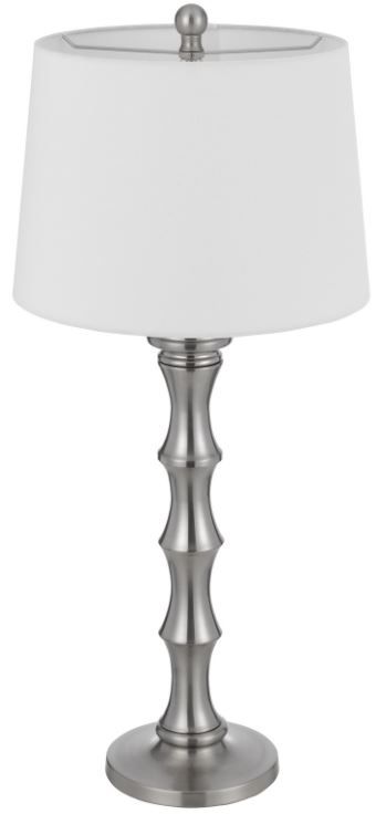 Cal® Lighting & Accessories 2-Piece Rockland Brushed Steel/White Table Lamp Set-1