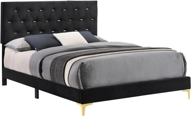 Coaster® Kendall Black/Gold Queen Upholstered Panel Bed-0