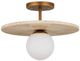 Currey & Company Apricity Antique Brass/Frosted White Semi-Flush Mount-1