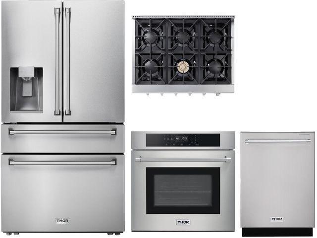 Thor Kitchen® 4 Piece Stainless Steel Gas Kitchen Package-0