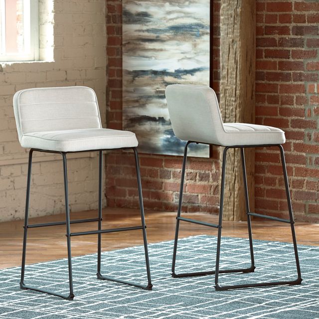 Signature Design by Ashley® Nerison 2-Piece Linen/Black Bar Stool Set-2