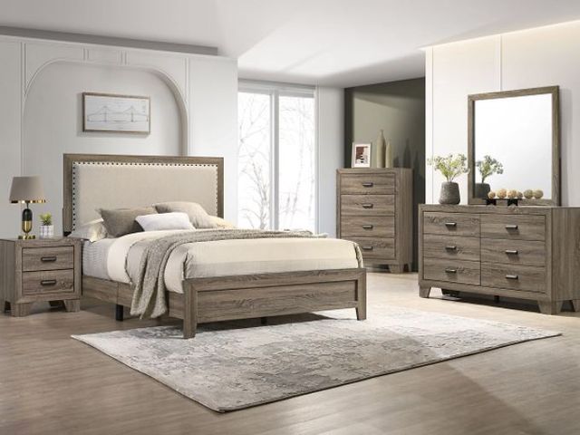 Crown Mark Millie Gray Twin Upholstered Panel Bed-1