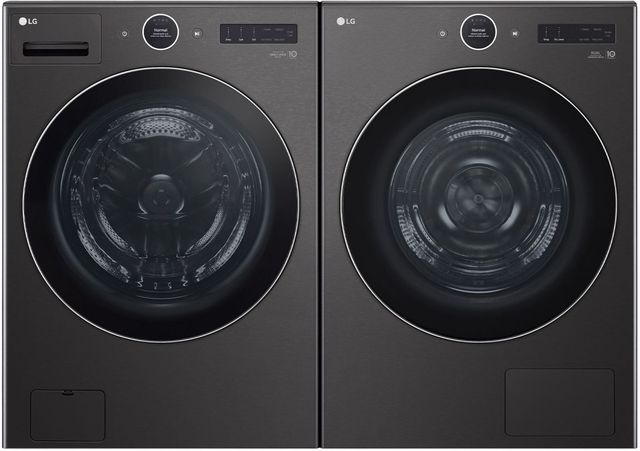 LG Black Steel Front Load Washer & Gas Dryer Laundry Pair-0