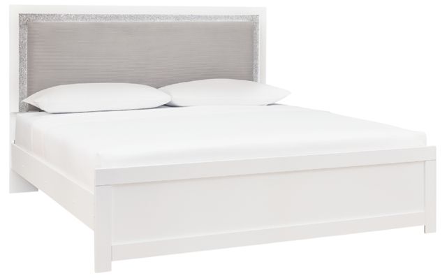 Signature Design by Ashley® Raechalla Gray/White King Upholstered Panel Bed-0