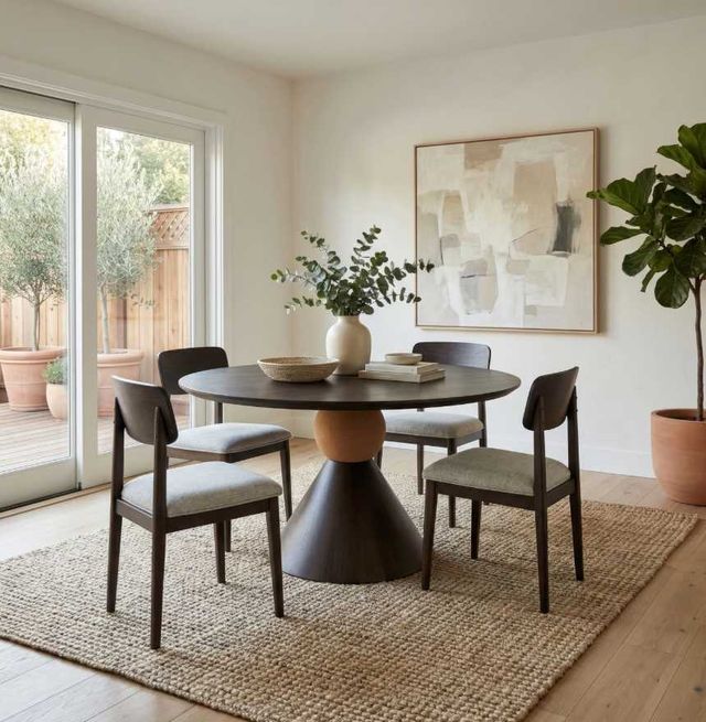Liberty Furniture Briarcrest 5-Piece Dark Smoke/Taupe Round Optional Pedestal Dining Table Set-1