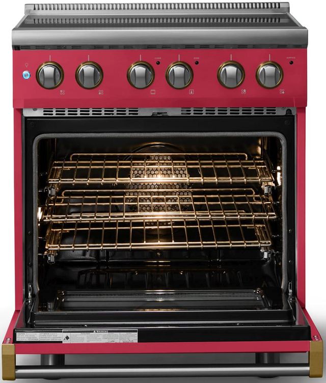 Viking® 5 Series 30" Valentine Pro Style Electric Range with Brushed Brass Trim-1