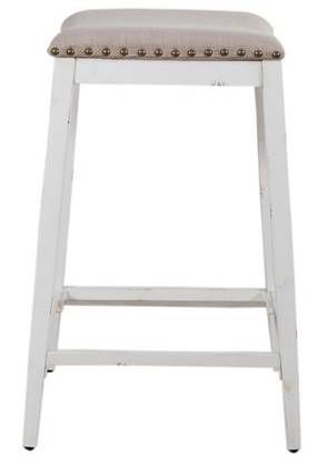 Liberty Furniture Vintage Antique White Backless Counter Stool-2