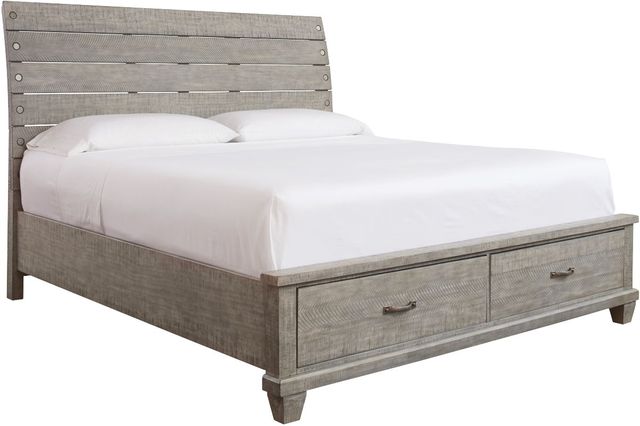 Benchcraft® Naydell 3-Piece Rustic Gray Queen Storage Panel Bed Set-1