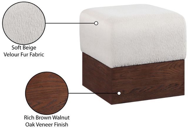 Meridian Furniture Havre Beige/Brown Upholstered Ottoman-4