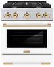 ZLINE Autograph Edition Paramount 30" Stainless Steel Pro Style Dual Fuel Range with White Matte Door and Polished Gold Accents-0